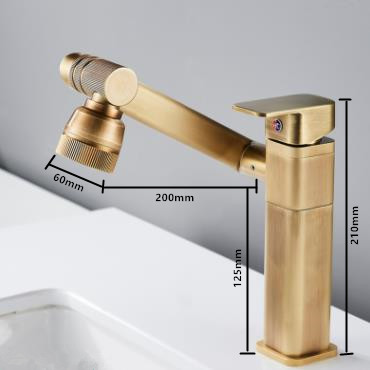 Antique Brass Multi-function Rotatable Mixer Bathroom Sink Faucet FA0298