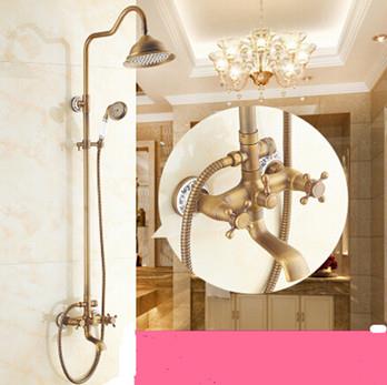 Antique Brass Mixer Water Rainfall Bathroom Shower Faucet FA072B - Click Image to Close