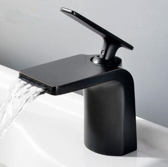 Antique Basin Faucet Black Bronze Brass Watefall Bathroom Sink Faucet FB0107 - Click Image to Close