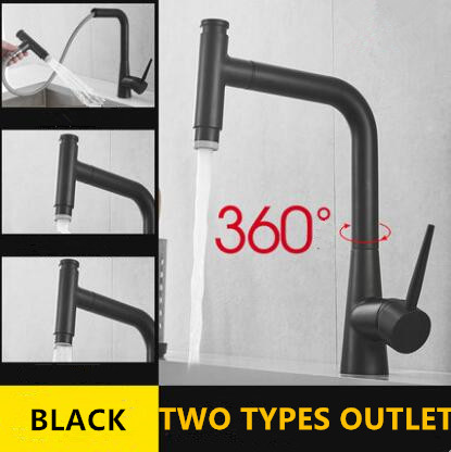 Kitchen Pull Out Black Printed Brass Rotatable Mixer Kitchen Sink Faucet FB0179 - Click Image to Close