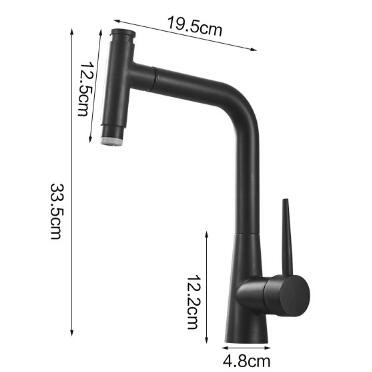 Kitchen Pull Out Black Printed Brass Rotatable Mixer Kitchen Sink Faucet FB0179