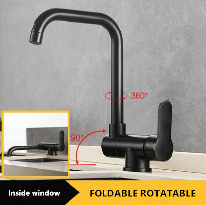 Antique Black Bronze Brass 360° Rotatable Inside Window Foldable Kitchen Sink Faucet FB0188 - Click Image to Close