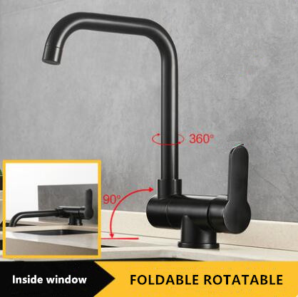 Antique Black Bronze Brass 360° Rotatable Inside Window Foldable Kitchen Sink Faucet FB0188