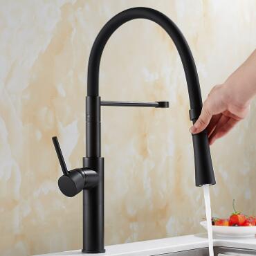 Creative Designed Black Brass Rotatable Pull Out Mixer Kitchen Sink Faucet FB0190