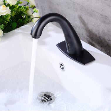 Antique Automatic Faucets Black Bronze Brass Hand-free Mixer Water Bathroom Sink Faucet FB0205 - Click Image to Close