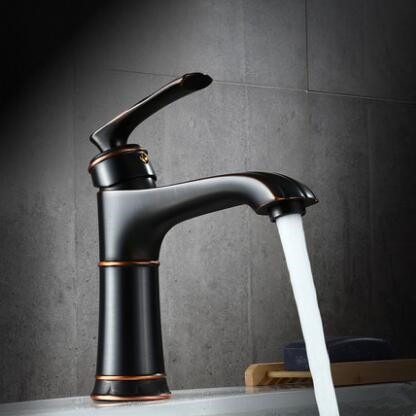 Antique Bathroom Sink Faucet Black Bronze Brass Brushed Finished Mixer Faucet FB0468 - Click Image to Close