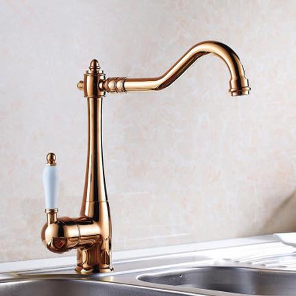 Antique Mixer Water Brass Rose Golden Kitchen Sink Faucet FB192R - Click Image to Close