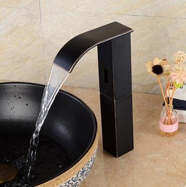 Antique Brass Black Bronze Automatic Single Cold Free Hands Bathroom Sink Faucet FB320T