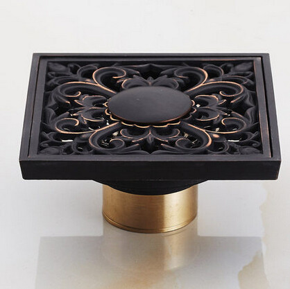 Antique 4 Inch Brass Black Bronze Floor Drain FD0242