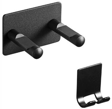 Black Bathroom Shelves No Punching Universal Wall Mounted Hairdryer Holder FHD028 - Click Image to Close