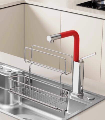 Red Full Copper 360°Swivel Single Handle Pull Out Kitchen Tap FR0999