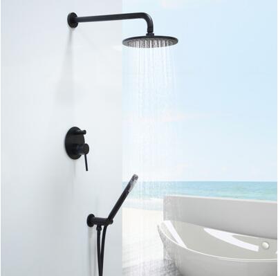 Antique Black Bronze Brass Bathroom Concealed Installation Rainfall Shower Set FS0615C - Click Image to Close