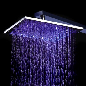 Contemporary 8 inch Brass Color Changing LED Light Shower Head HB8F - Click Image to Close