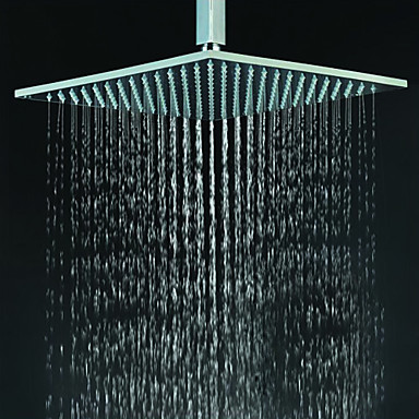 Contemporary Square Chrome Brass Faint LED Light Shower Head HB12F