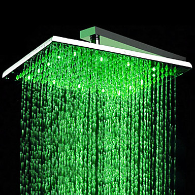 Contemporary 16 inch Stainless Steel Color Changing LED Light Shower Head - HS16F - Click Image to Close