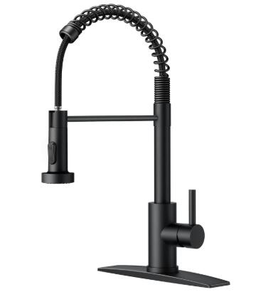 Black Kitchen Faucet with Pull Down Sprayer, Stainless Steel Commercial Single Handle Classic Spring Pull Out Kitchen Sink Faucet PLF0180 Black Kitchen Faucet with Pull Down Sprayer, Stainless Steel Commercial Single Handle Classic Spring Pull Out Kitchen Sink Faucet PLF0180