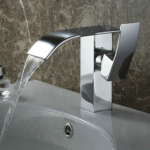 Contemporary Waterfall Bathroom Sink Faucet (Chrome Finish) TQ3026