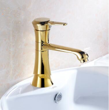 Antique Brass Golden Printed Mixer Bathroom Sink Faucet T0110G - Click Image to Close