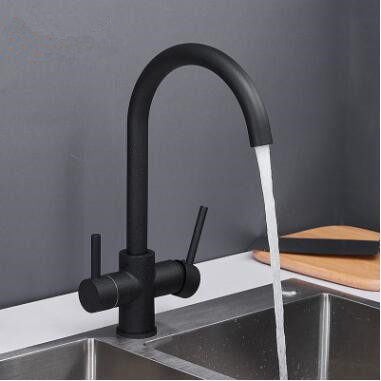 Black with White Dot Three Way Drinking Water Kitchen Sink Faucet T0139B - Click Image to Close