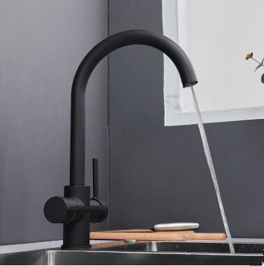 Black with White Dot Three Way Drinking Water Kitchen Sink Faucet T0139B