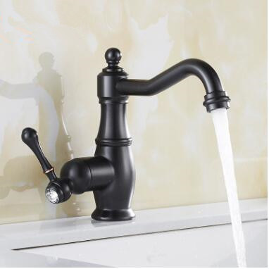 Antique Black Bronze Brass Mixer Water Rotatable Bathroom Sink Faucet T0146B - Click Image to Close