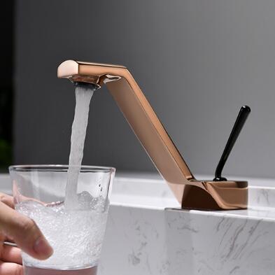 Art Deisgned Rose Gold Brass Hotel/Home Mixer Bathroom Sink Faucet T0190RG - Click Image to Close