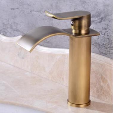 Antique Basin Faucet Brass Waterfall Mixer Water Bathroom Sink Faucet T0280F - Click Image to Close