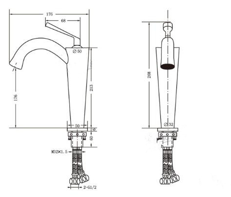 Act Designed Brass High Version Mixer Water Bathroom Sink Faucets T0299CH