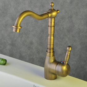 Antique Brass Single Handle Centerset Bathroom Sink Faucet T0407A