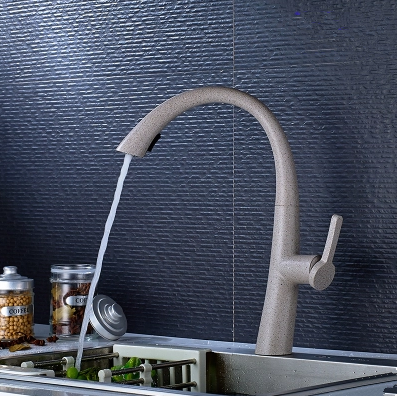 Brass Quartz Printed Rotatable Single Handle Pull Out Kitchen Sink Faucet T0408Q