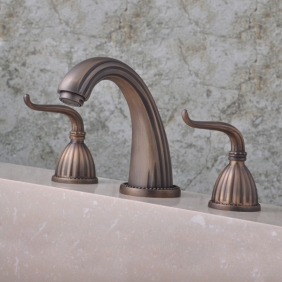 Antique Brass Finish Widespread Bathroom Sink Faucet T0450 - Click Image to Close