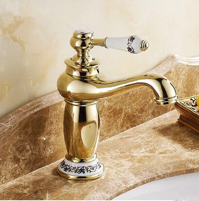 New European Style Mixer Bathroom Sink Faucet Ti-PVD T1120SB - Click Image to Close