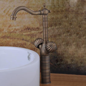 Bronze Double Handle Centerset Antique Bathroom Sink Faucet T1809B - Click Image to Close