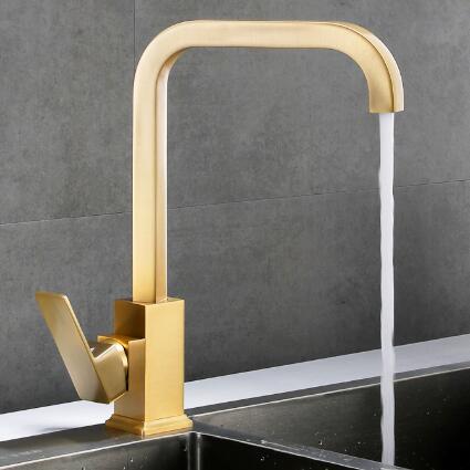 Antique Brass Golden Brushed Rotatable Mixer Kitchen Sink Faucet T2018G - Click Image to Close