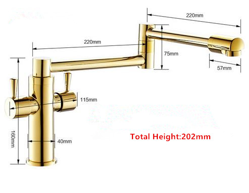 Antique Golden Printed Brass 360° Rotatable Foldable Kitchen Mixer Faucet T2180G