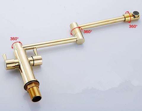 Antique Golden Printed Brass 360° Rotatable Foldable Kitchen Mixer Faucet T2180G