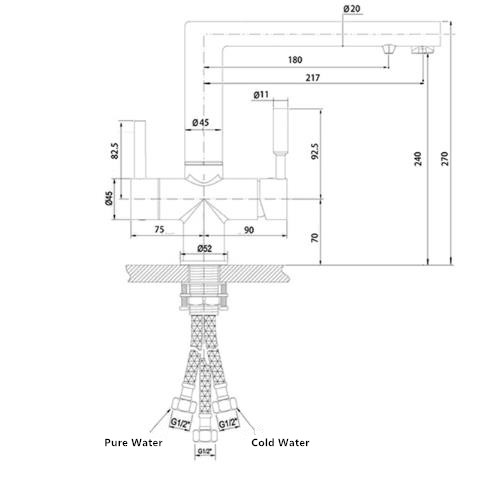 Solid Brass Kitchen Faucet with Drinking Water Function RO T3004 - Click Image to Close