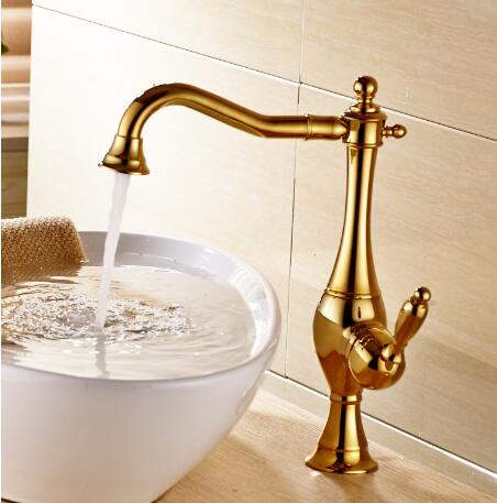 Antique Classic Golden Printed Bathroom Mixer Sink Faucet TA015G