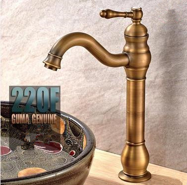 Antique Brass High Version Mixer Bathroom Sink Faucet TA0199F - Click Image to Close