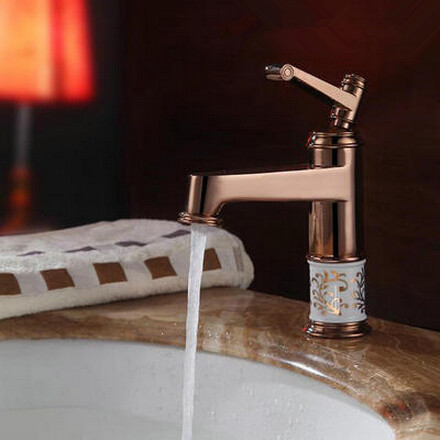 Antique Brass Rose Gold Bathroom Mixer Water Single Handle Sink Faucet TA091R - Click Image to Close