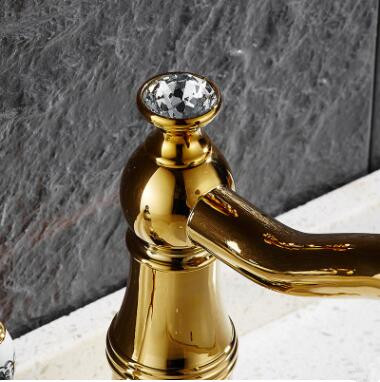 Antique Brass Golden Printed Classic Ceramics Handle Mixer Bathroom Sink Faucet TA149G - Click Image to Close