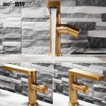 Antique Basin Faucet Brass Round Handle Rotatable Mixer Bathroom Sink Faucet TA178F - Click Image to Close