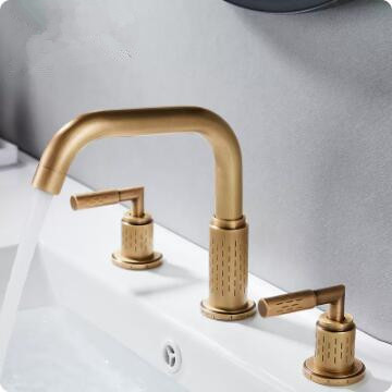 Antique Brass Three-pieces Rotatable Mixer Bathroom Sink Faucets Bath Faucets TA2780F - Click Image to Close