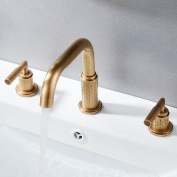 Antique Brass Three-pieces Rotatable Mixer Bathroom Sink Faucets Bath Faucets TA2780F - Click Image to Close