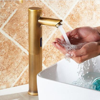 New Antique Brass Automatic Free Hands Sink Faucet COLD WATER ONLY TA299M - Click Image to Close