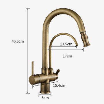 Antique Brass Pull Out Three way Drinking Water Rotatable Kitchen Sink Faucet TA398F - Click Image to Close