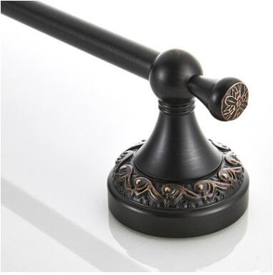 Antique Black Bronze Brass Decorative Pattern Cover Bathroom Single Towel Bar TAB052