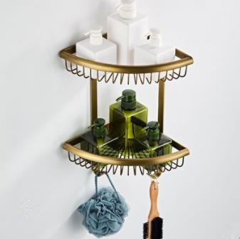 Antique Elegant Double Shelves Brass Material Bathroom Shelf AB6050 - Click Image to Close