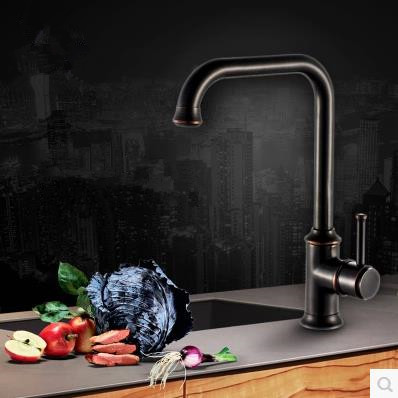 New Black Bronze Brass Antique Kitchen Faucet Rotatable Mixer Faucet TB02001 - Click Image to Close