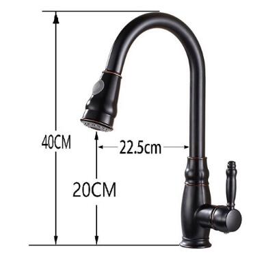 Brass Black Pull Out Mixer Water Controlled LED Kitchen Sink Faucet TB0230F